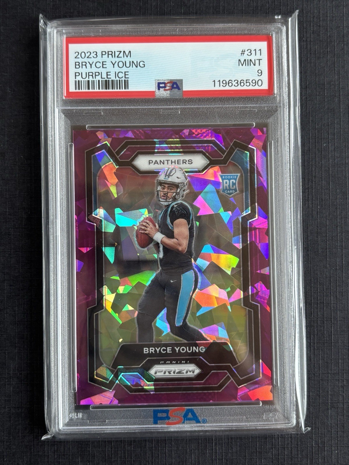 2023 Panini Prizm Rookies Bryce Young #311 Purple Ice Prizm /225 (RC) PSA 9