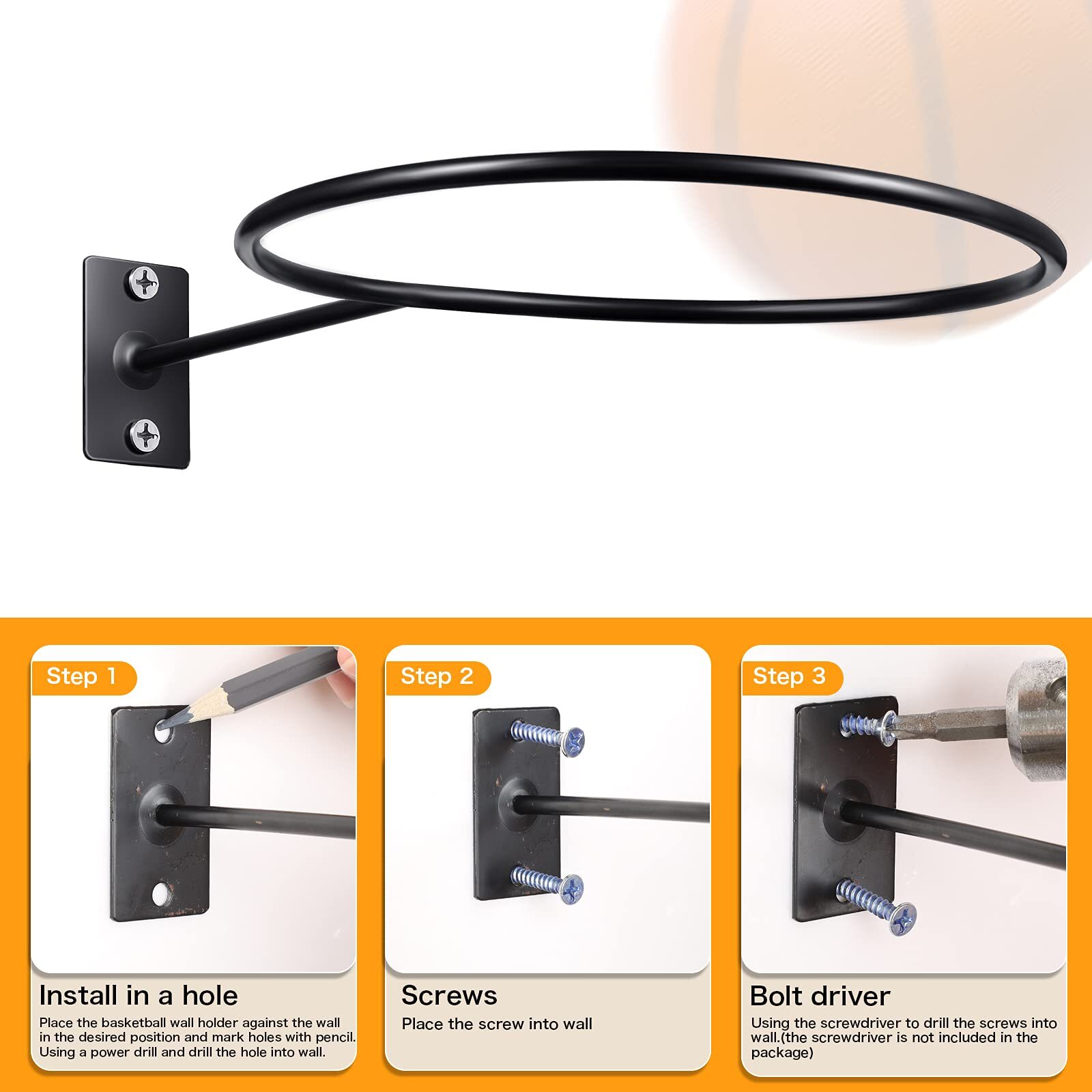30 Pcs Wall Mounted Basketball Holder Soccer Ball Shelf Display Rack Stand