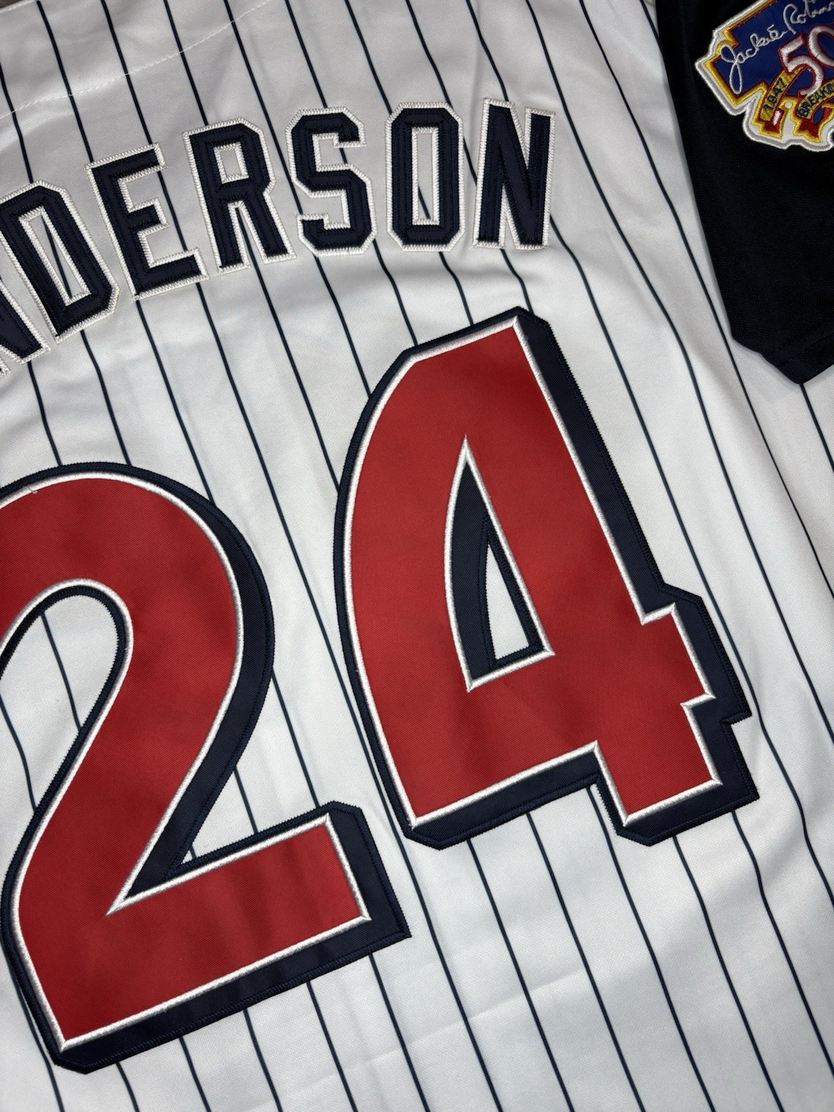 Rickey Henderson 1997 Anaheim Angels White Jersey w/ Jackie Patch Men’s Large