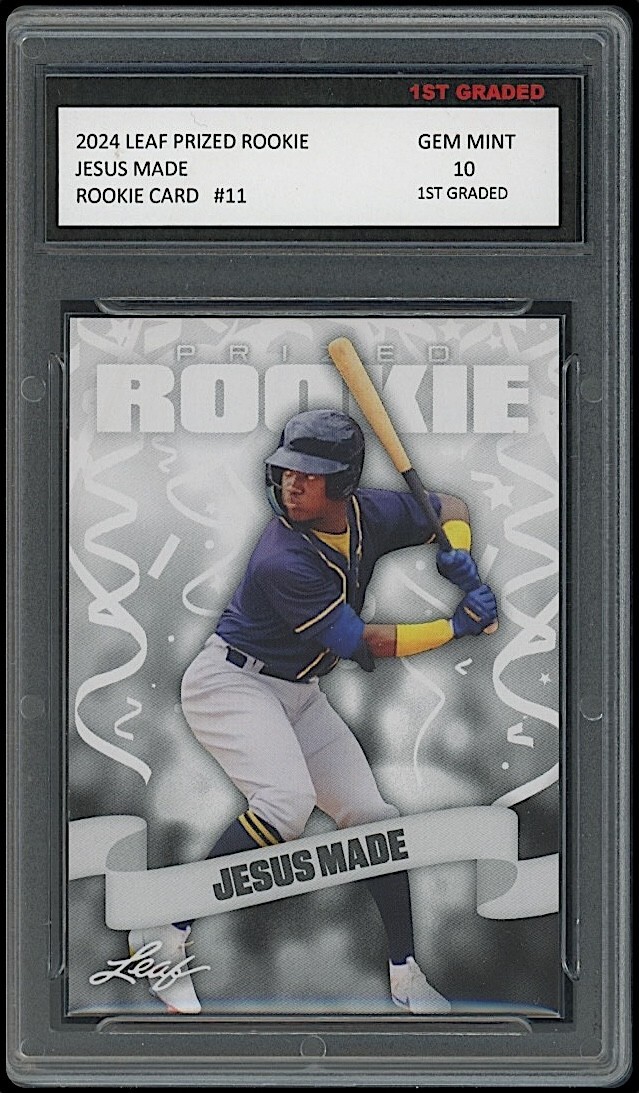 Jesus Made 2024 Leaf Prized 1st Graded 10 Rookie Card RC #11 Milwaukee Brewers