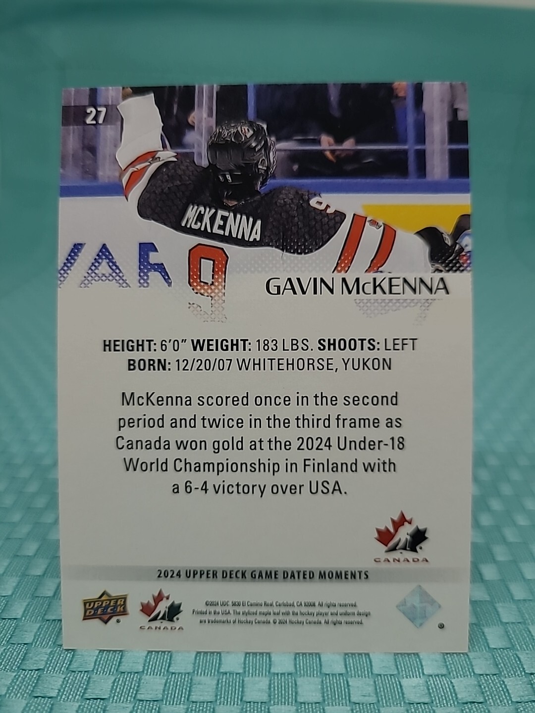2024 Upper Deck Team Canada Juniors Gavin McKenna Game Dated Moments #27