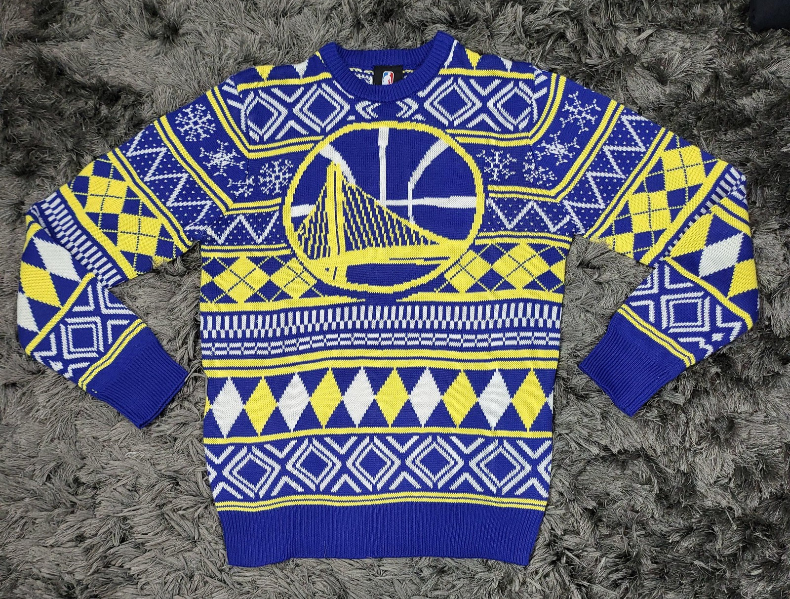 Golden State Warriors Sweater Mens Medium Blue NBA Basketball Ugly Christmas