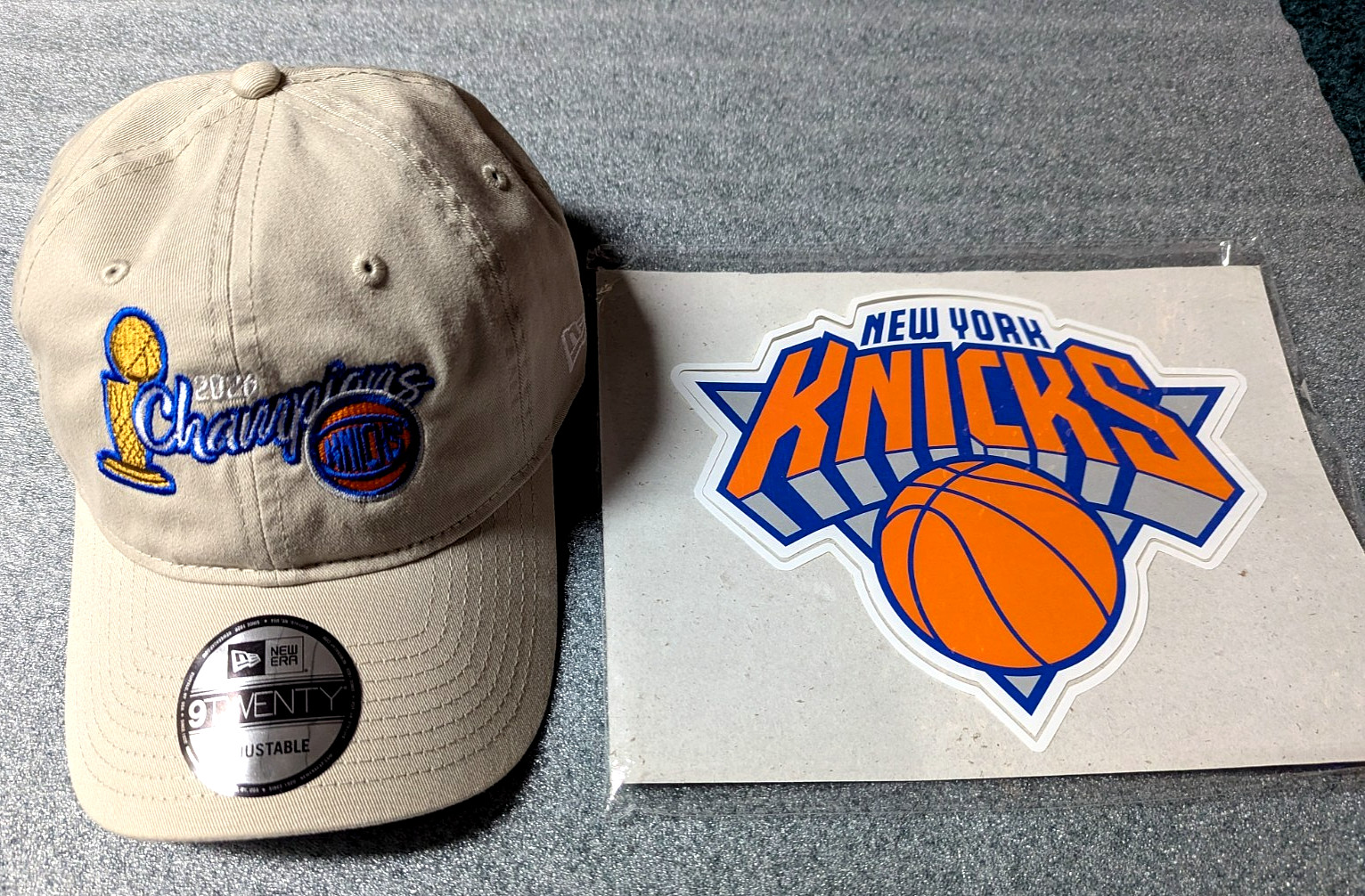 Adult New Era 9Twenty NBA NY Knicks 2026 Champions Hat W/Team Logo Decal