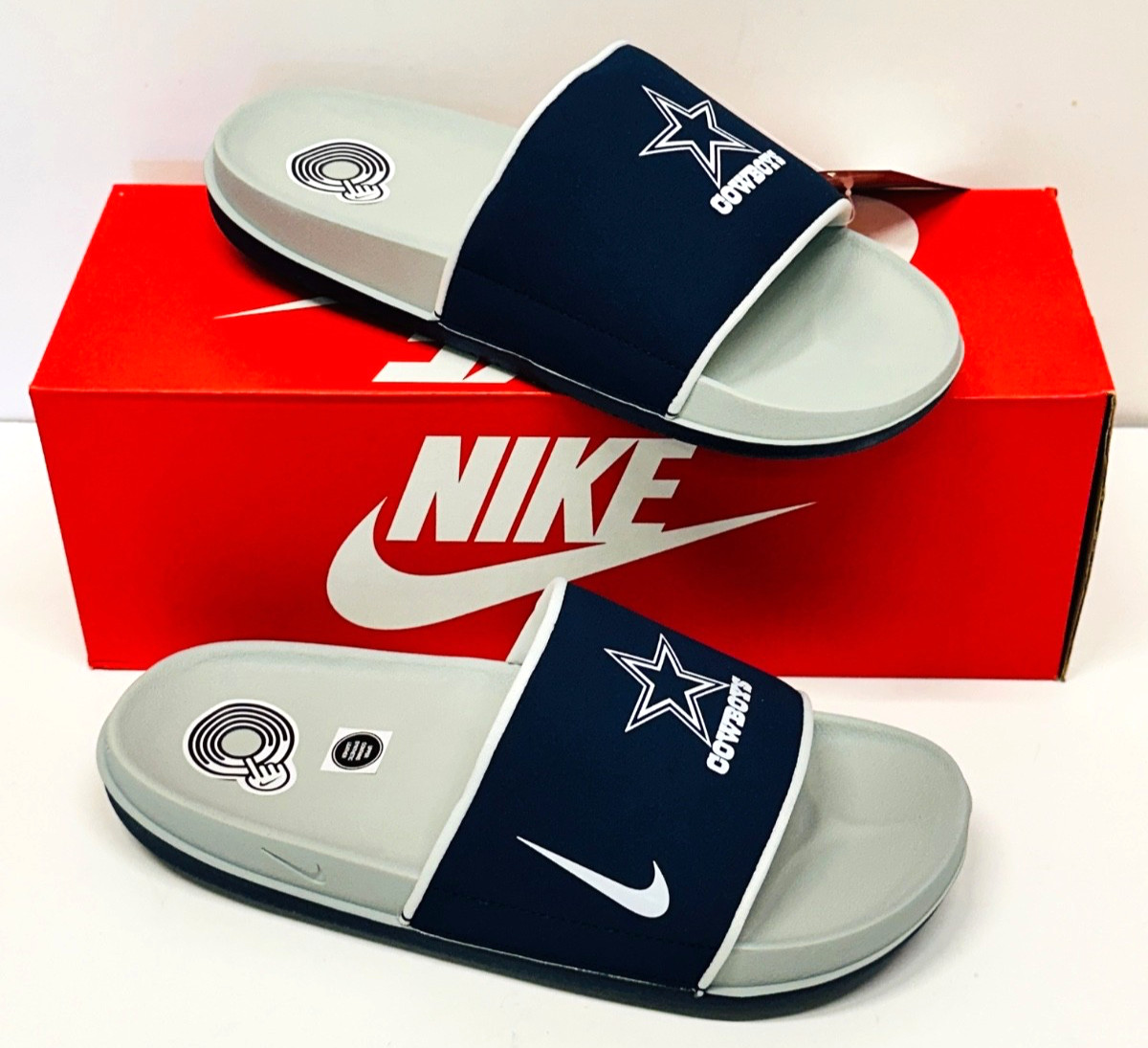 Nike Dallas Cowboys Grey/Navy Blue OffCourt Slides Sandals Men’s Size 9 NEW