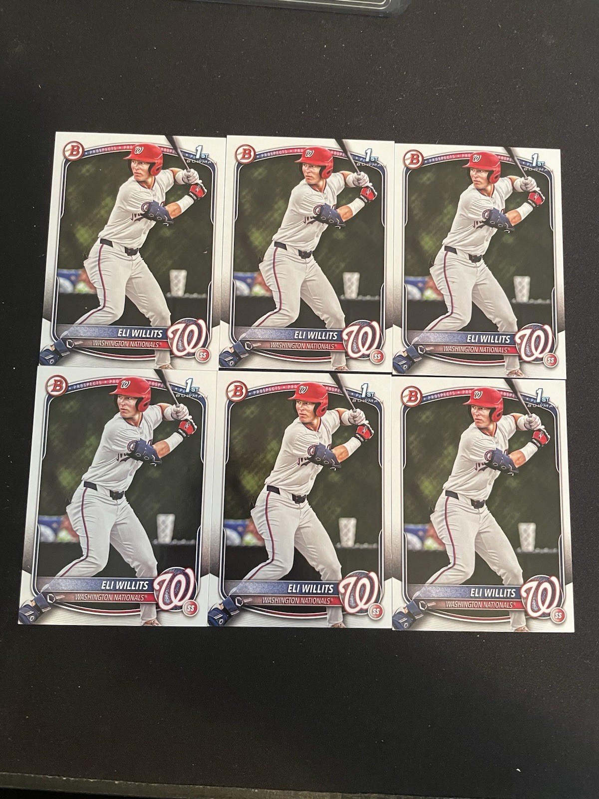 Lot of 6 Eli Willits – 1st Bowman Paper #BD-1 – 2025 Bowman Draft – Nashionals