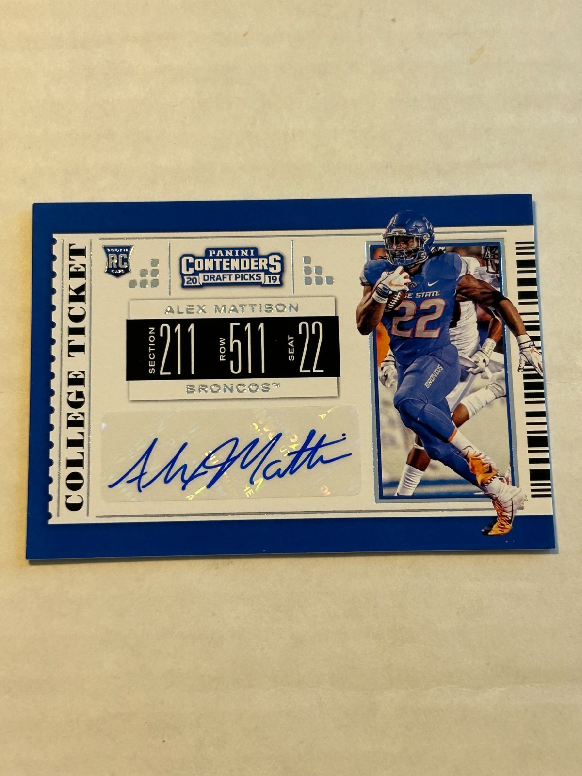2019 Contenders Draft Alexander Mattison #301 Rookie Ticket Auto Boise State