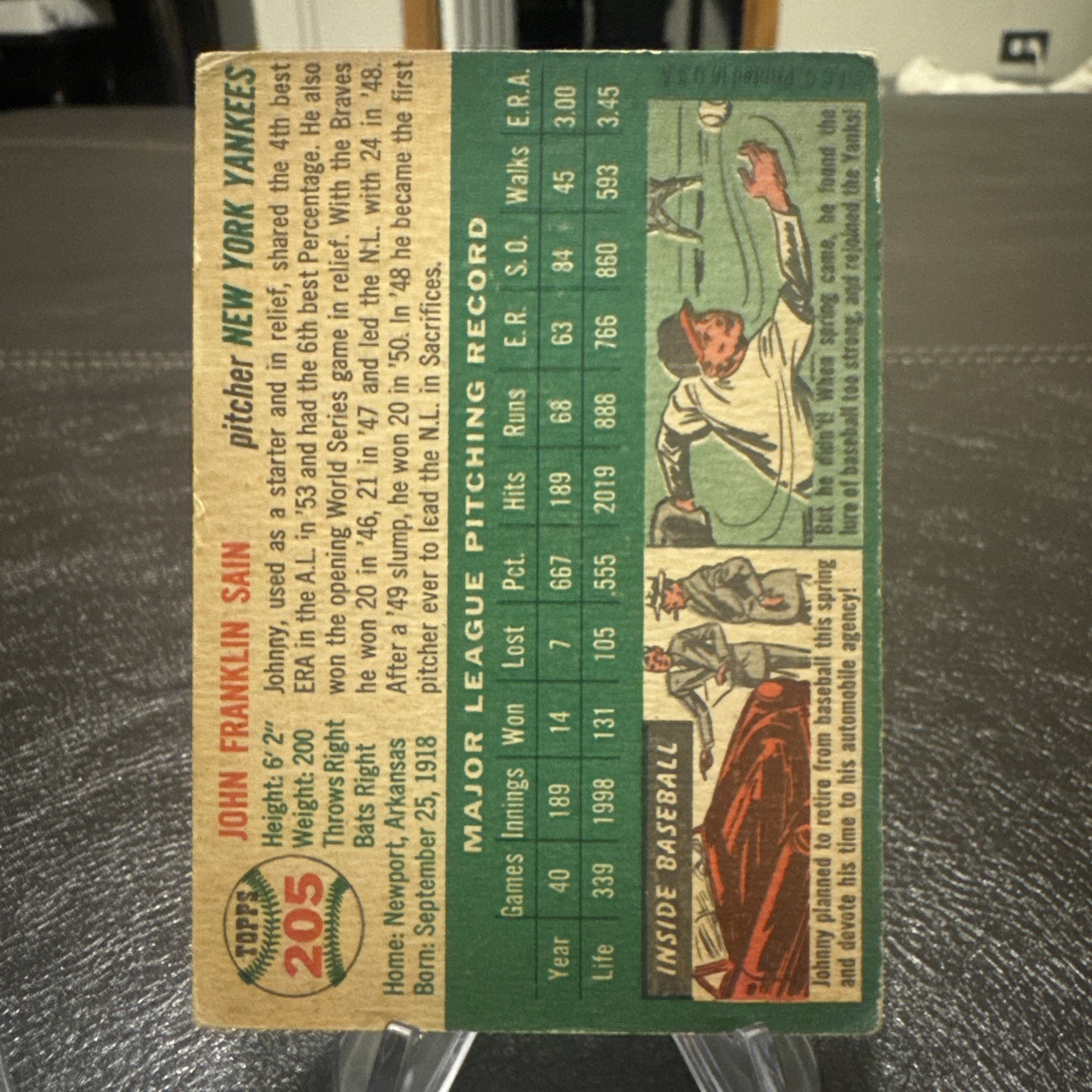 1954 Topps – Johnny Sain #205