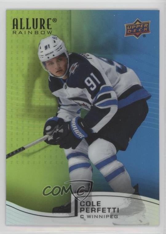 2021-22 Upper Deck Allure Rainbow Green Blue 115/299 Cole Perfetti #R-5 14sr