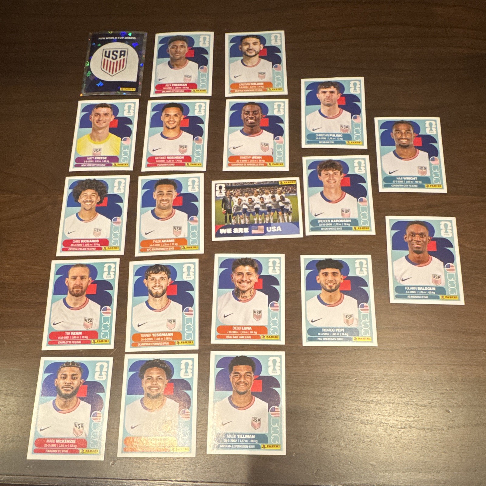 🔥NEW🔥Panini FIFA World Cup 2026 FULL TEAM USA Sticker Lot 20