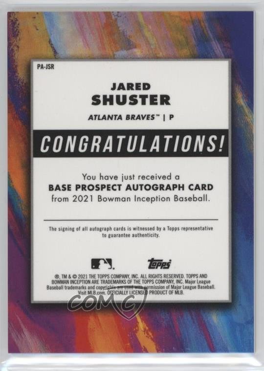 2021 Bowman Inception 351/600 Jared Shuster #PA-JSR Auto h6c