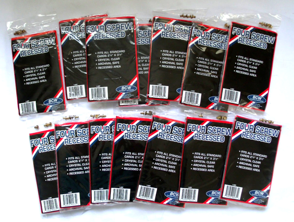 Lot / 14 BCW 4 Screw Recessed Baseball Trading Card Holders Screwdown Protectors