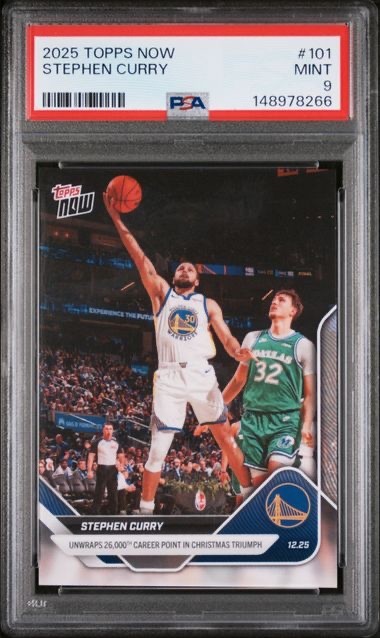 COOPER FLAGG + STEPH CURRY 26K POINTS * PSA 9 * 2025 TOPPS NOW NBA ROOKIE #101