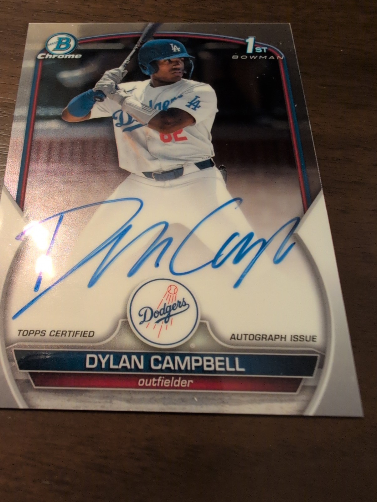 2023 Bowman Draft 1st Chrome Prospect Autographs Dylan Campbell On Card Dodgers