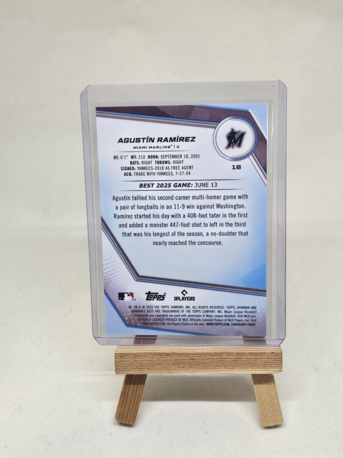 Agustin Ramirez /75 2025 Bowman’s Best #16 Yellow Lazer Refractor (RC)