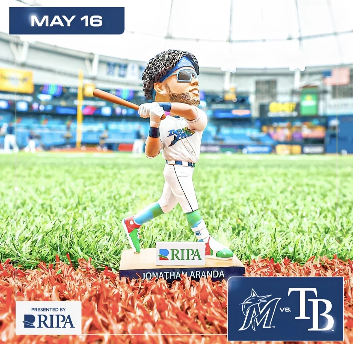 Tampa Bay Rays Jonathan Aranda Bobblehead. New In Box. 5/16/26.