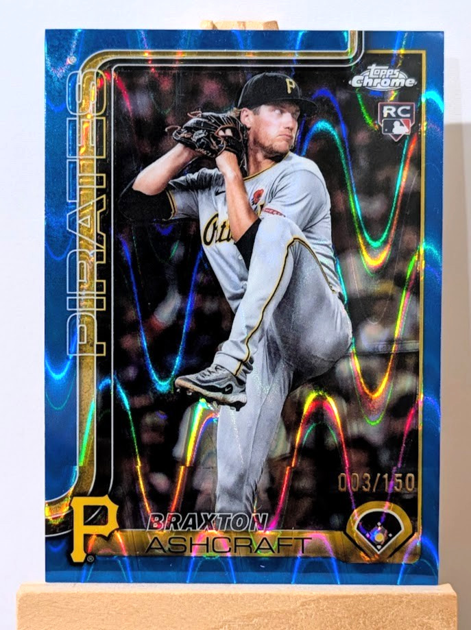2025 Topps Chrome Update Braxton Ashcraft Blue Lava Refractor RC #d /150