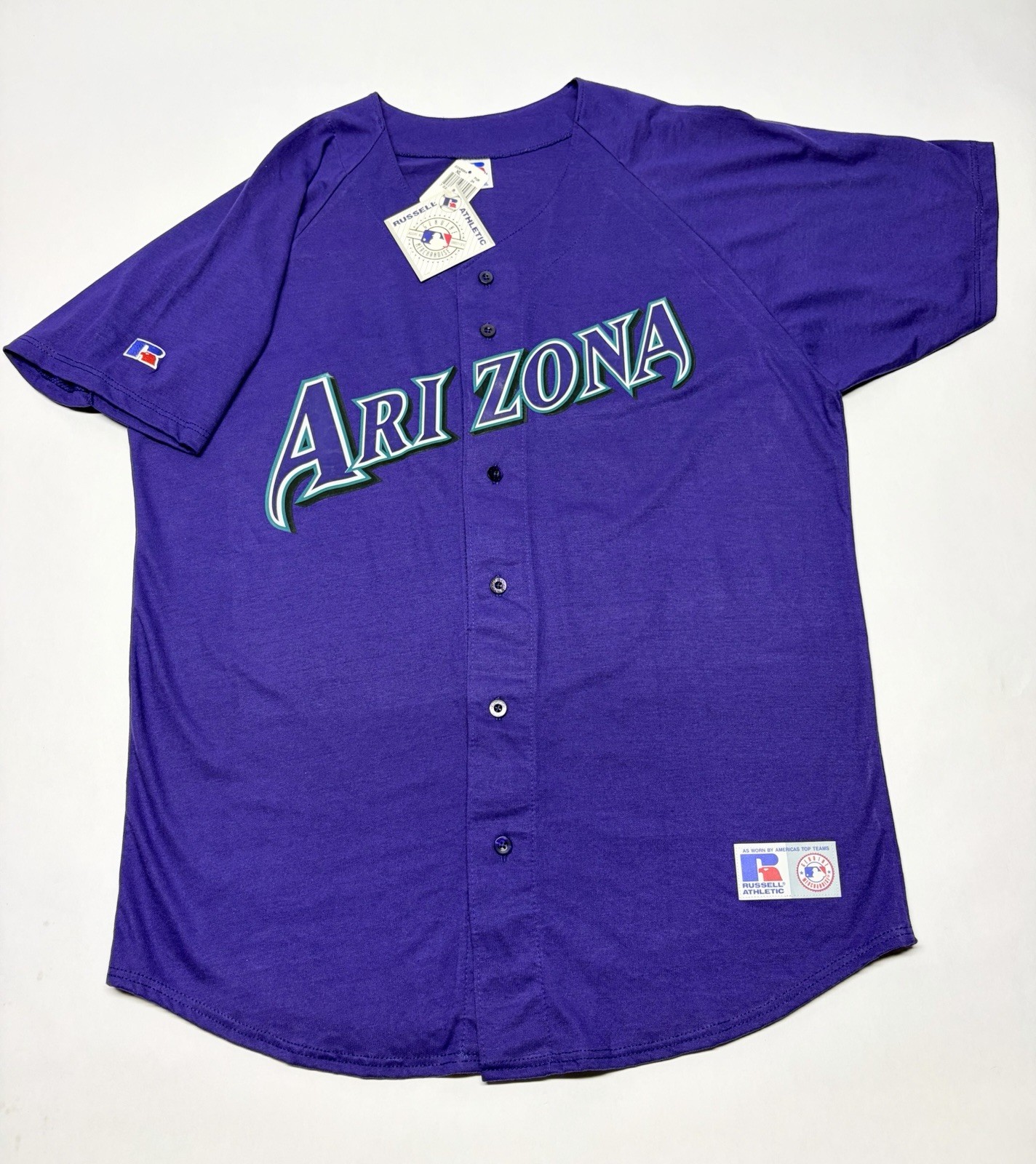 VTG Arizona Diamondbacks Purple Button Baseball Jersey XL Throwback USA Read***