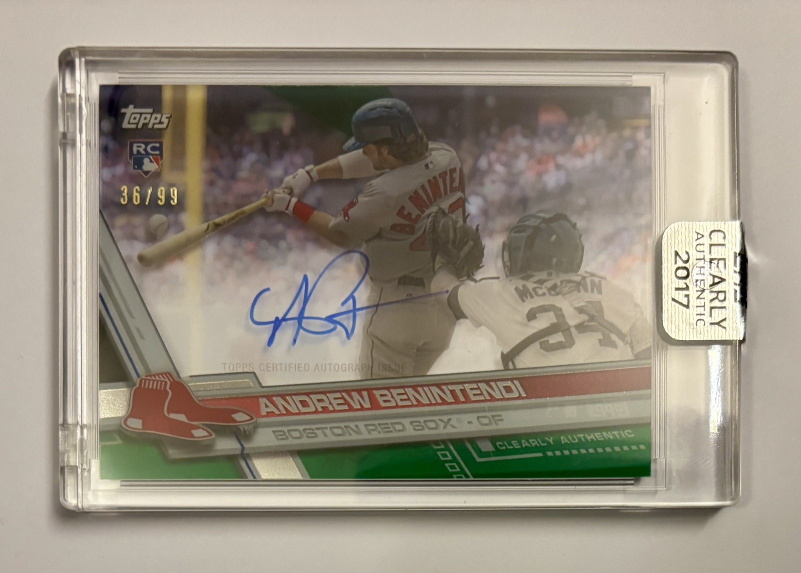 2017 Topps Clearly Authentic Green Auto Andrew Benintendi Auto RC #CAAU-AB