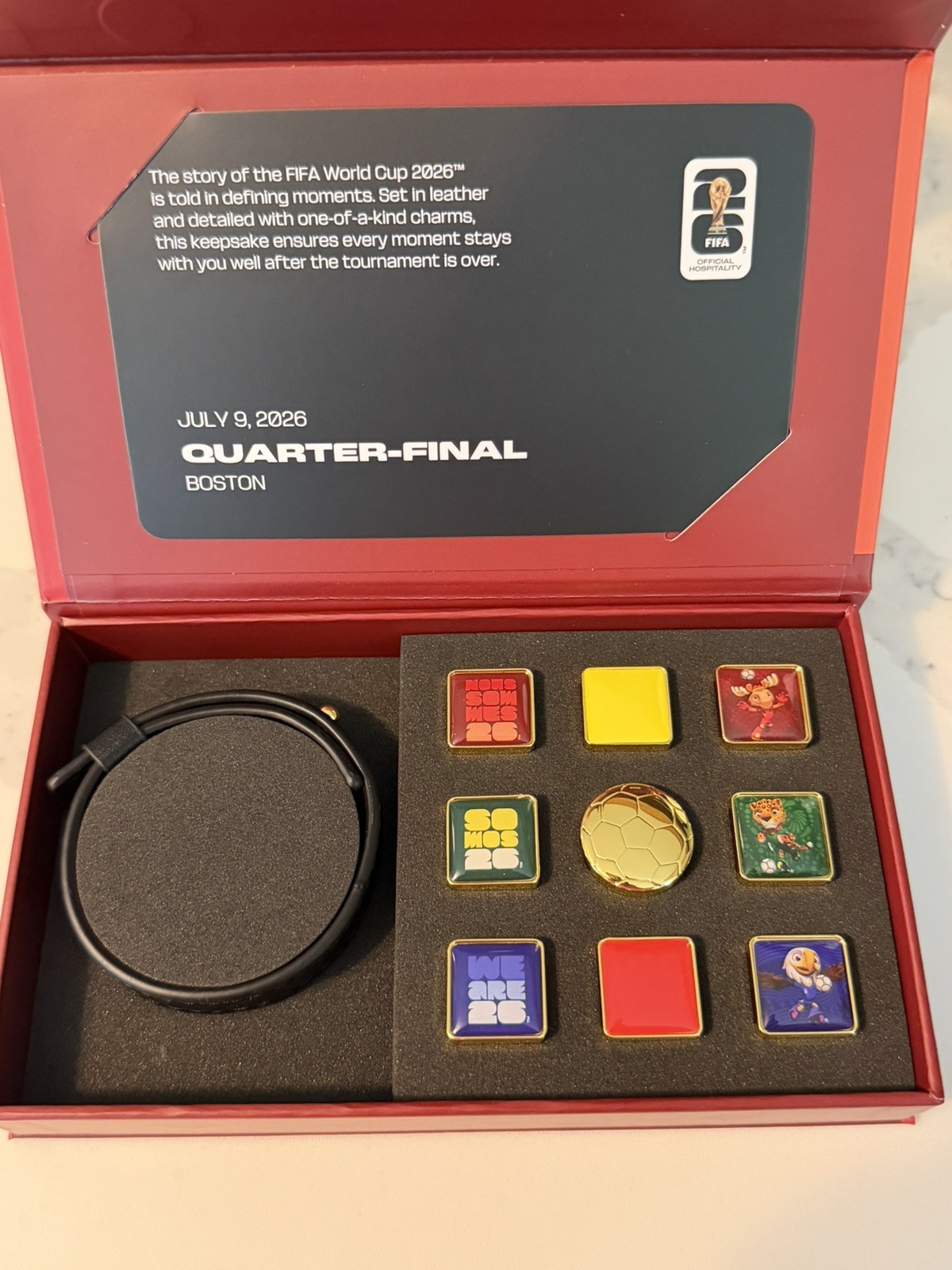 FIFA World Cup 2026 Quarterfinal Boston Multicolor Charm Set with Bracelet