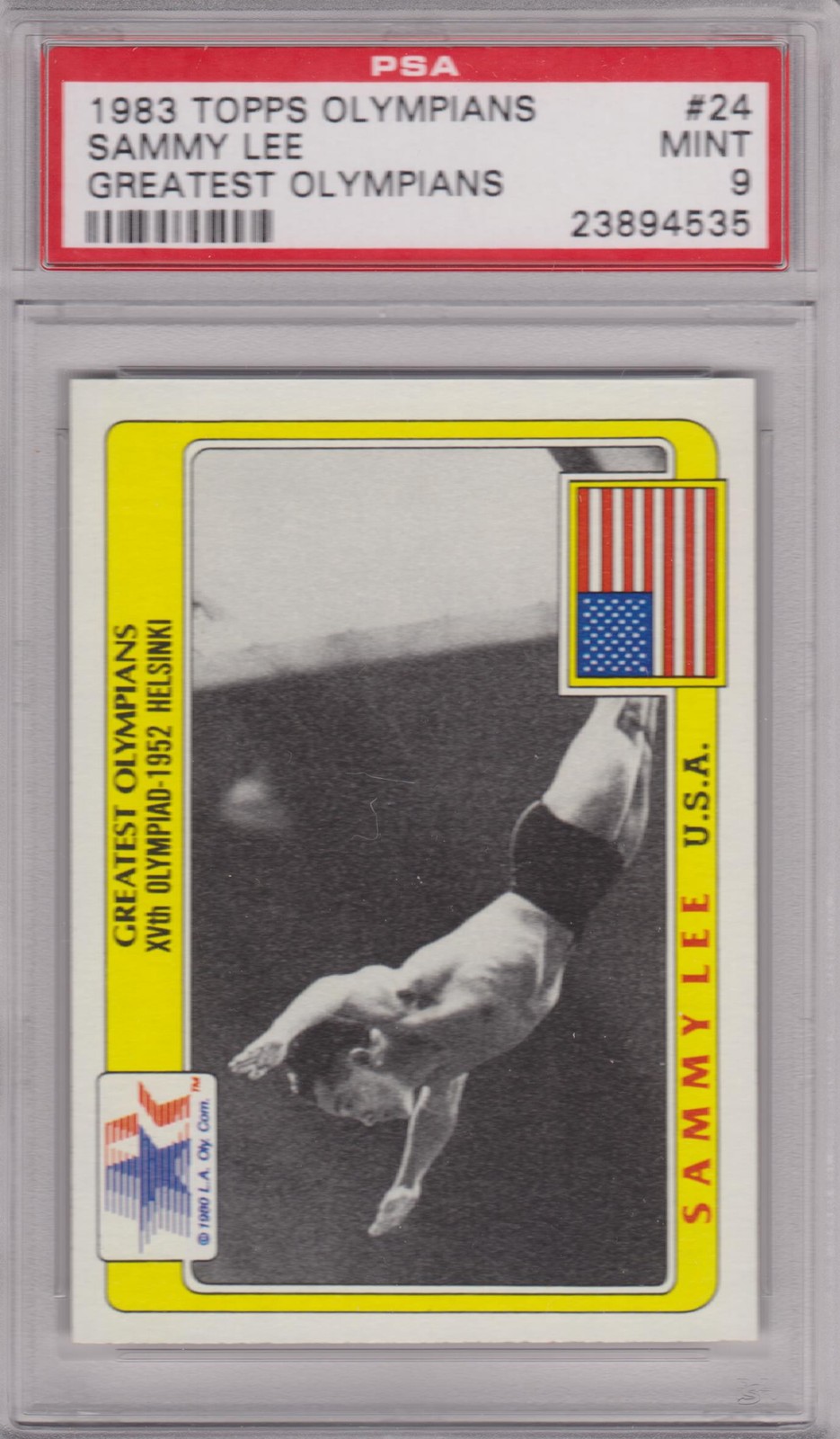 RARE 1983 TOPPS OLYMPIANS SAMMY LEE CARD #24 ~ DIVING ~ PSA 9 ~ NONE HIGHER