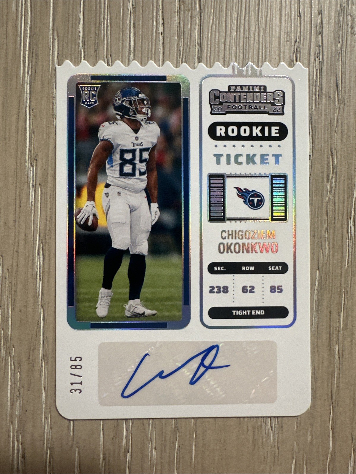 2022 Contenders – CHIGOZIEM OKONKWO – Rookie Ticket Stub /85 – RC Auto