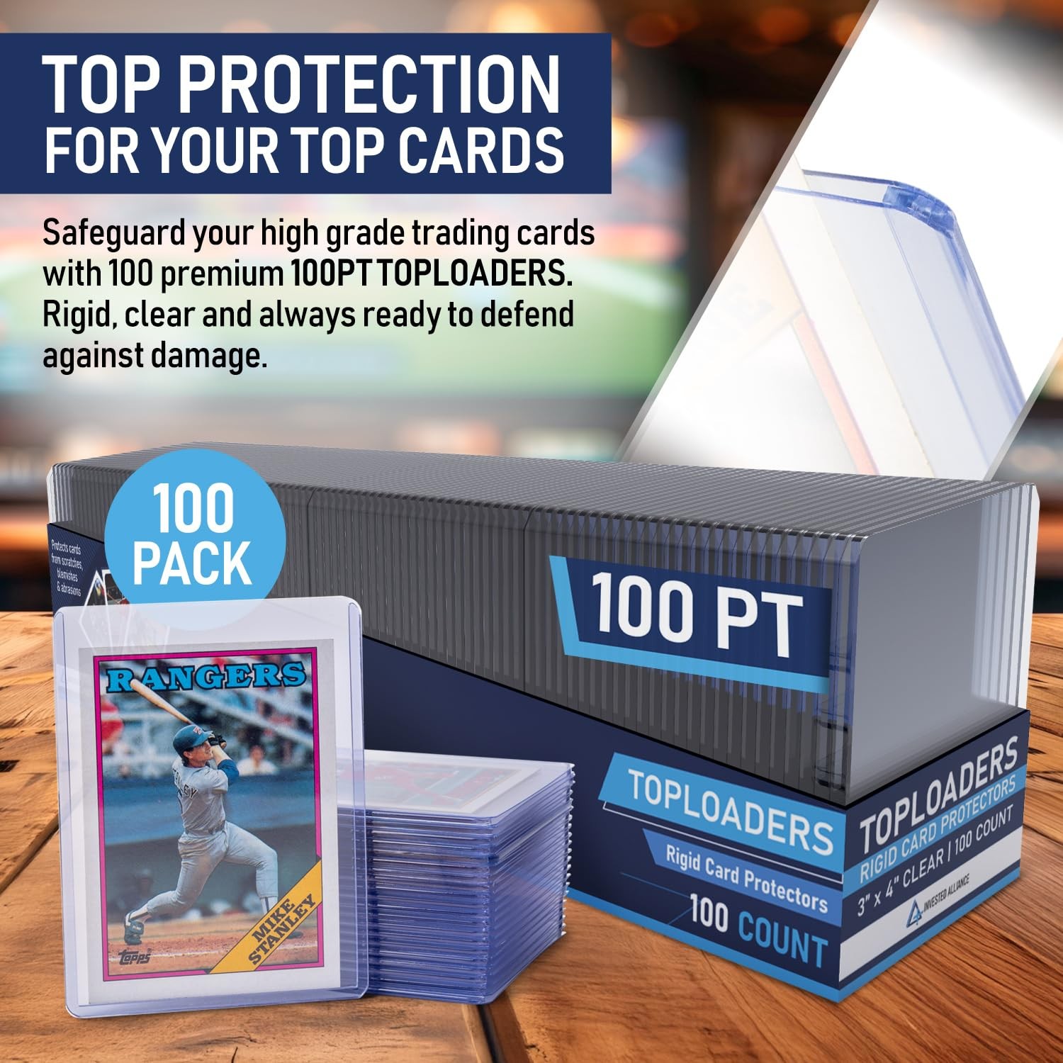 Premium Top Loaders for Cards Case Pack Toploader Protectors Plastic 100PT 100Ct