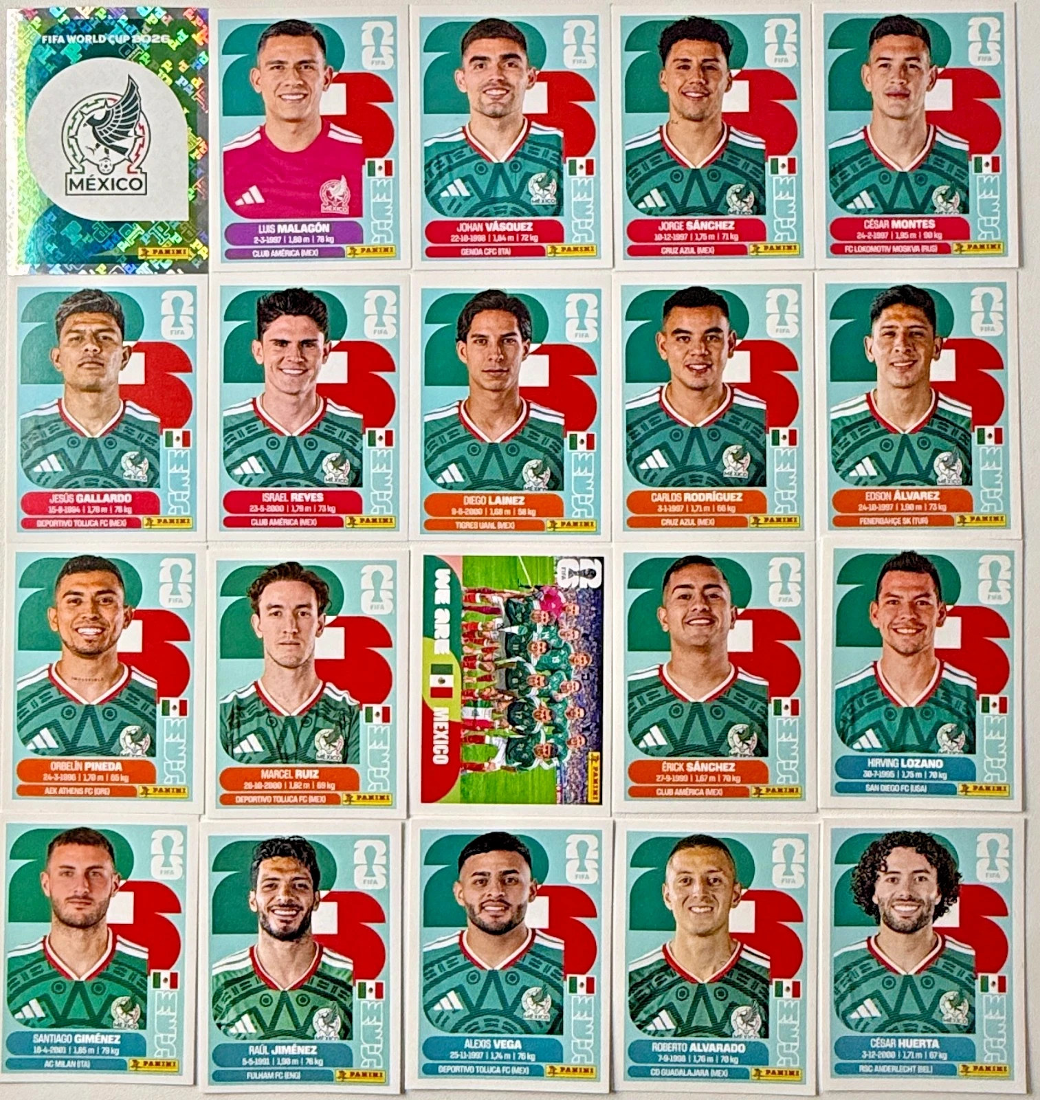 2026 Panini FIFA World Cup Team Mexico stickers (#MEX1-20)