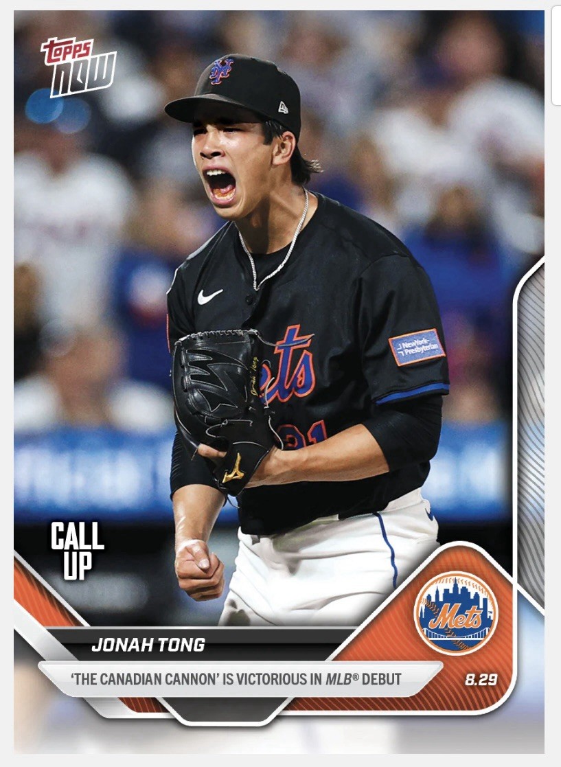 2025 Topps NOW Jonah Tong Call-Up Card # 628 New York Mets MLB