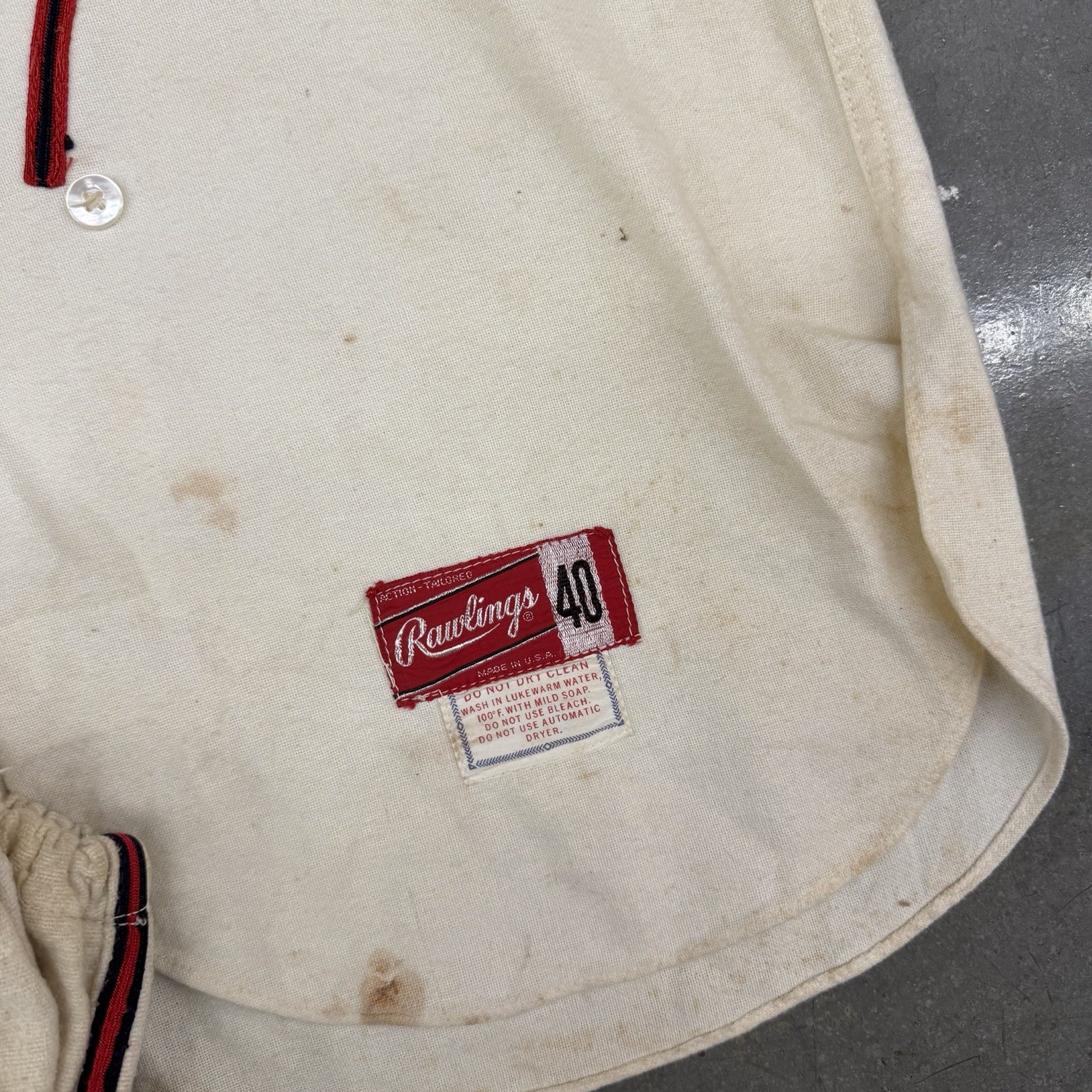 Vintage 50s Rawlings Wool Flannel Baseball Uniform Set Zipper Jersey Sz 40 1768