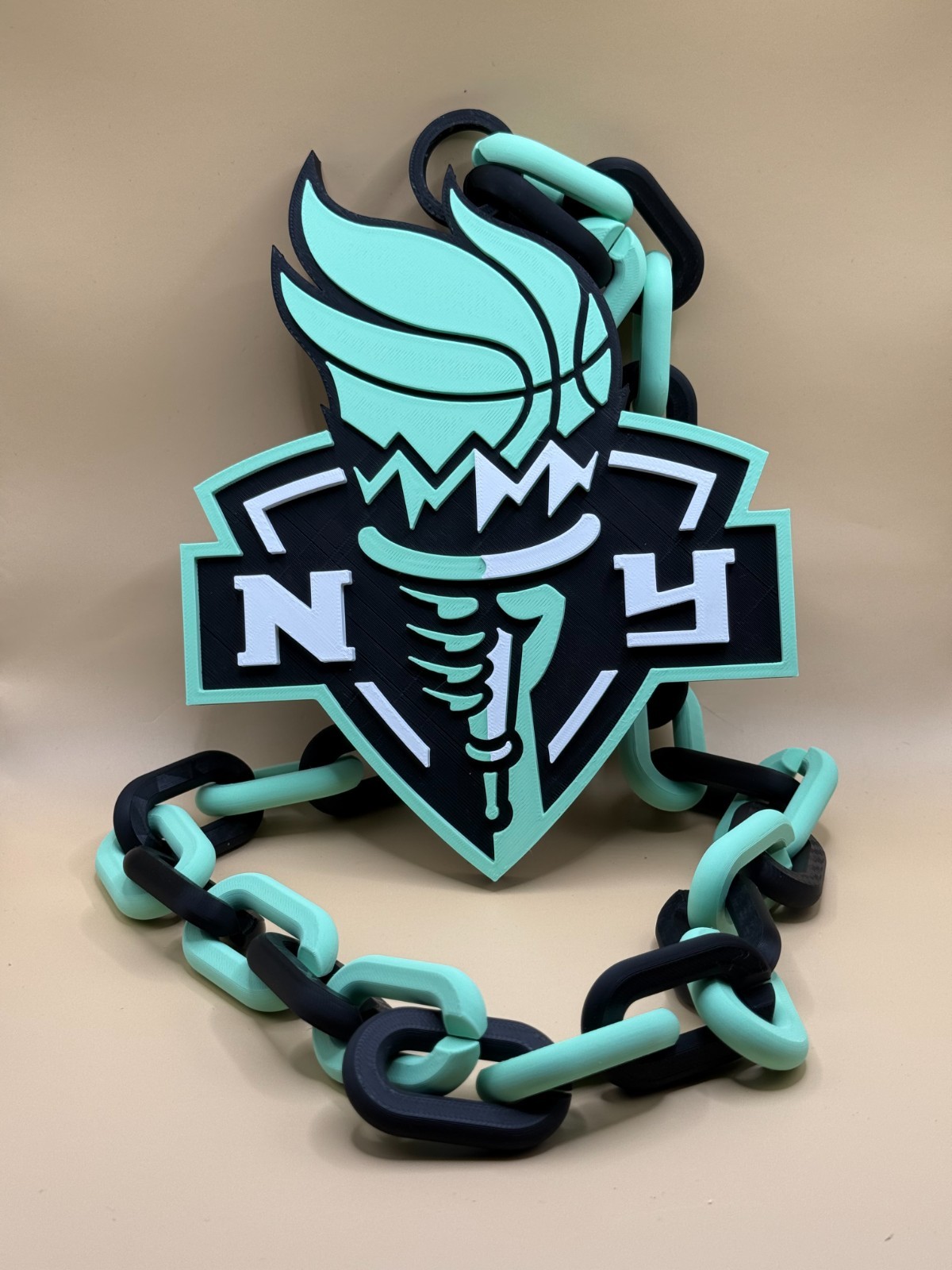 New York Liberty Oversized Necklace Hype Turnover Chain WNBA HandMade 3D Printed