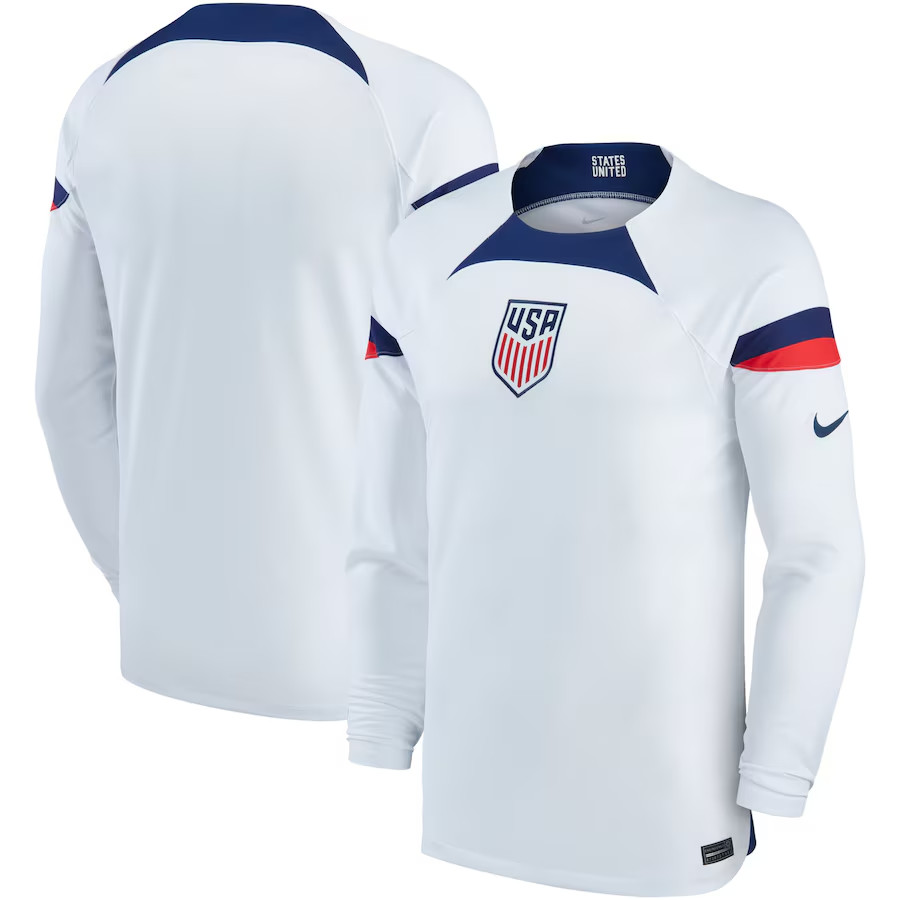 USMNT Nike Men USA 2022/23 Away Stadium Replica Blank Long Sleeve Jersey – White