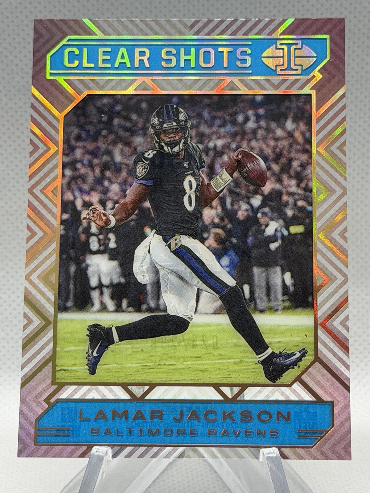 LAMAR JACKSON #2 2020 Illusions LIGHT BLUE CLEAR SHOTS ACETATE /299 RAVENS