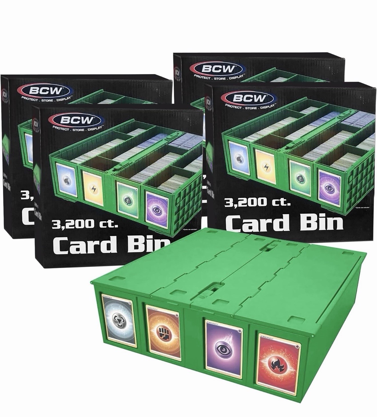 Brand New 4 Pack – BCW 3200 ct 4 Row Collectible Card Bin Green