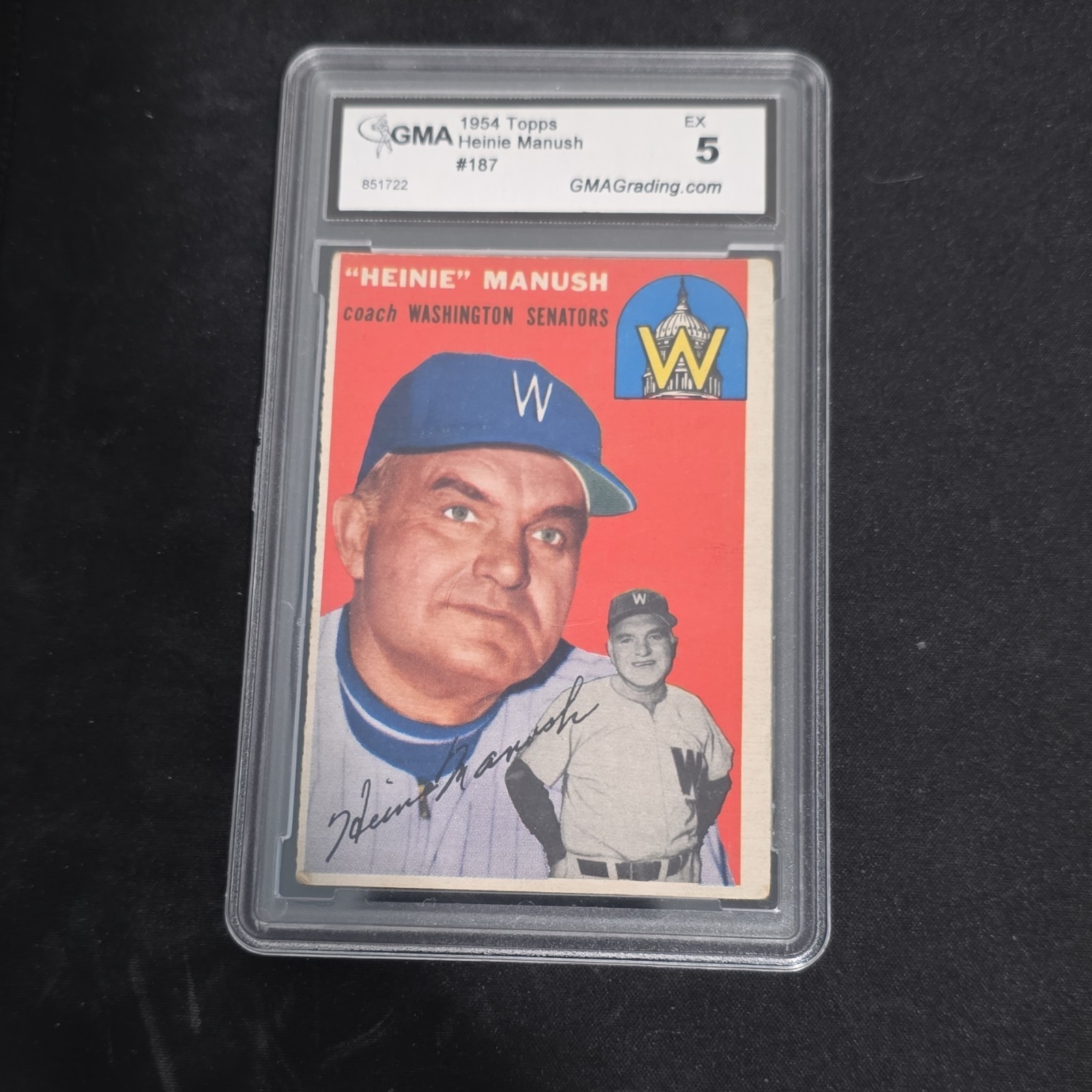 Topps 1954 Heinie Manush #187 Washington Senators Baseball Card GMA 5 EX