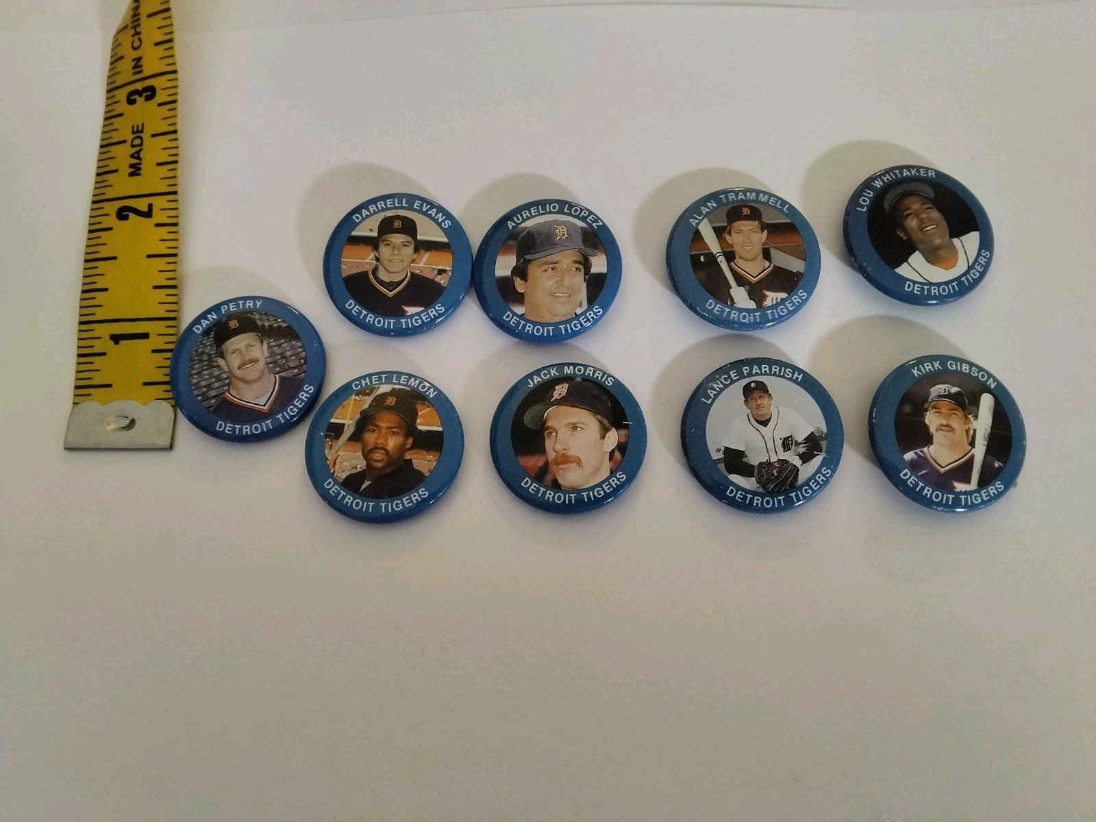 Set Of 9 Baseball Pins Detroit Tigers (1 Inch) Fun.Foods 1984