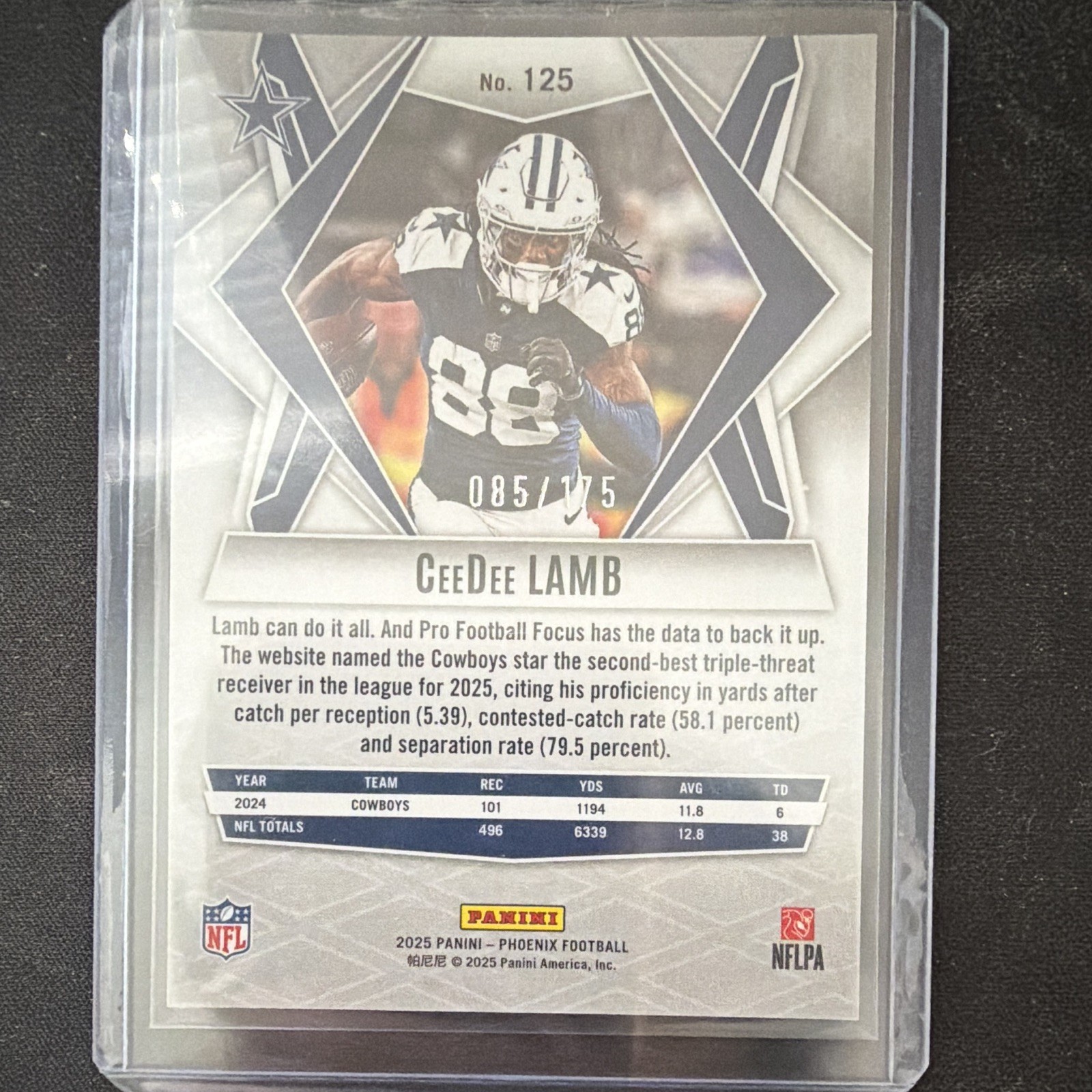 2025 Panini Phoenix CeeDee Lamb #125 Teal Lava Serial Numbered /175 Cowboys