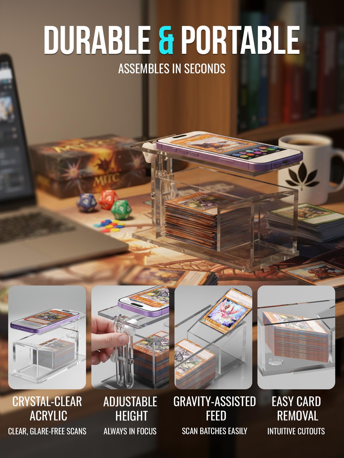 Adjustable Height Trading Card Scanner Ã¢â‚¬â€œ MTG & TCG Card Scanner Stand Sha