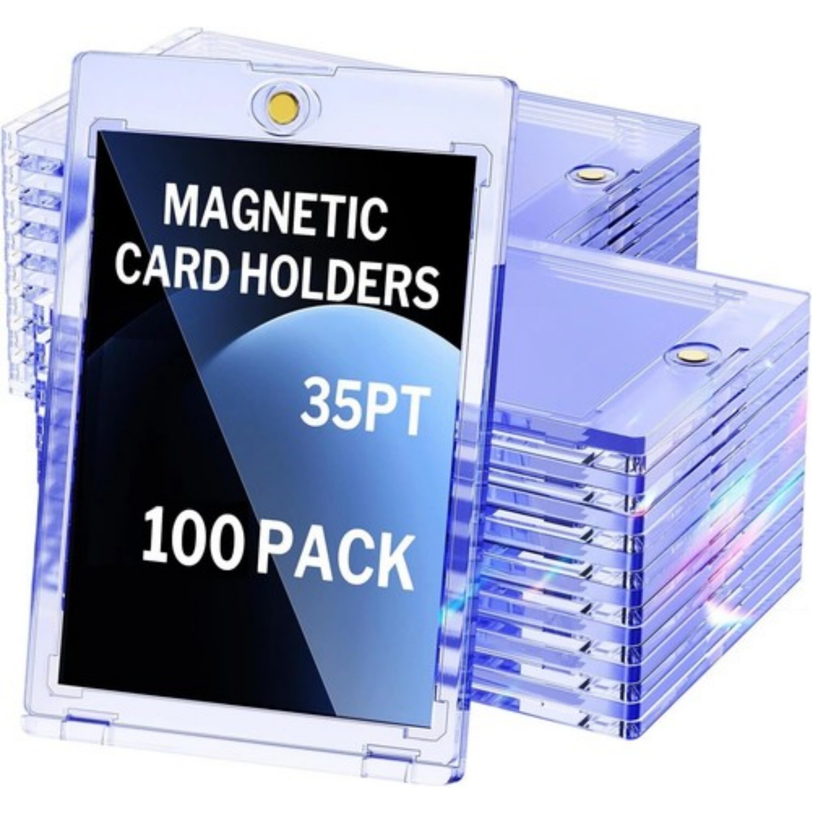 100 Pack Magnetic Card Holders Trading Sports 35pt One-Touch UV Protection Cover