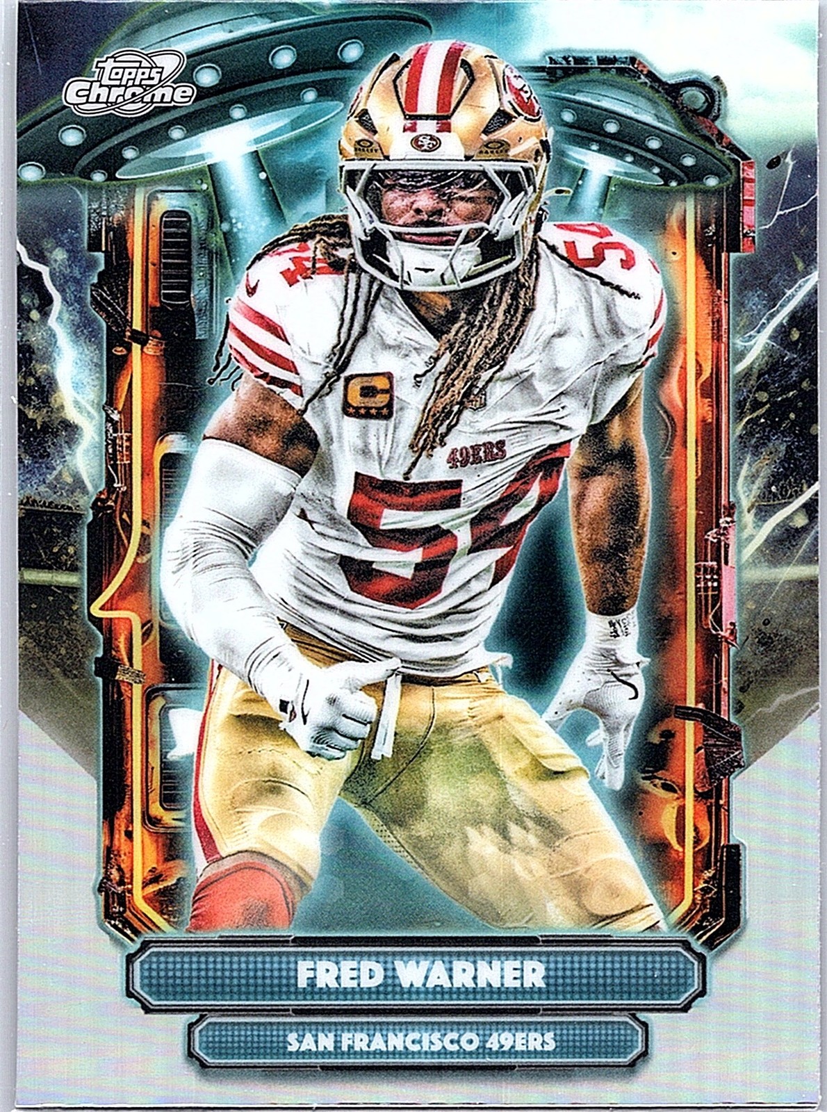 2025 Topps Chrome Cosmic #ET-21 Fred Warner Extraterrestrial Talent