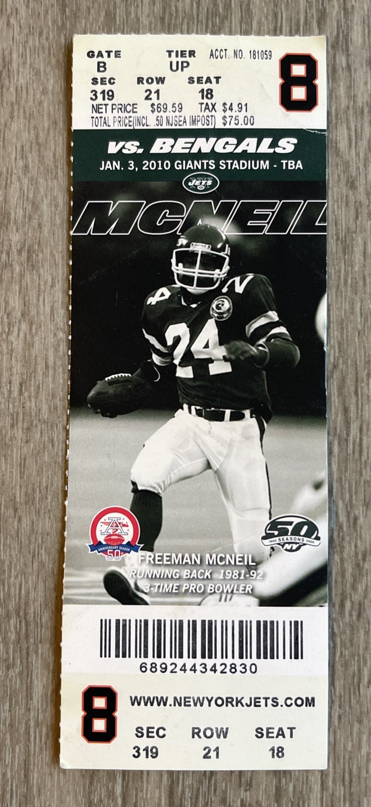 1-3-2010 Cincinnati Bengals NY Jets NFL Ticket – Last Game At Giants Stadium