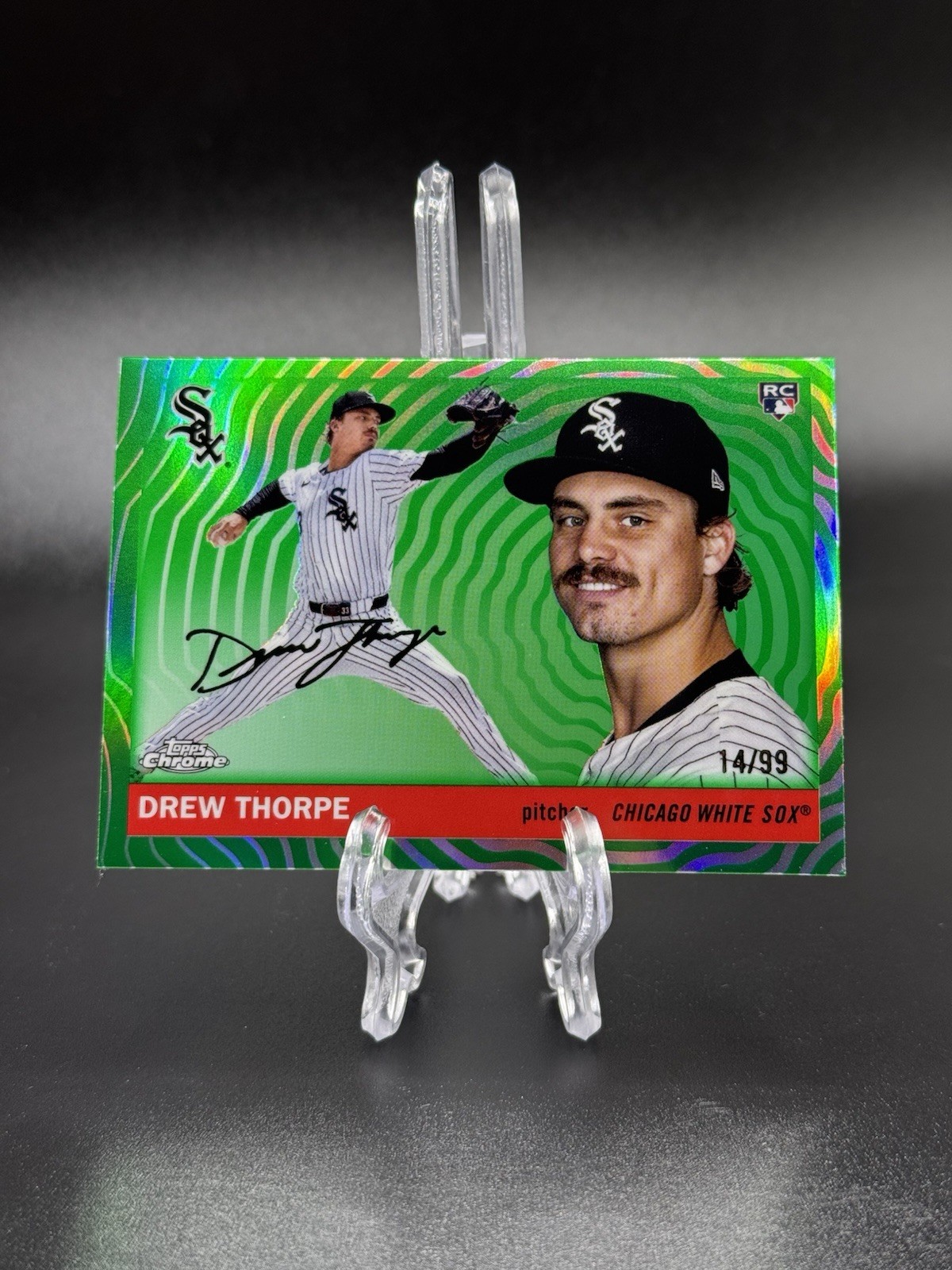 2025 Topps Chrome Platinum Anniversary Drew Thorpe #372 Green Vibrations /99 RC