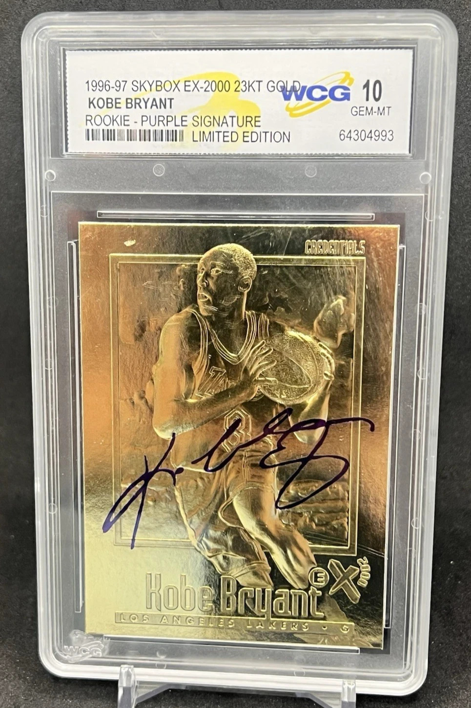 1996-97 SKYBOX EX 2000 23KT Gold Kobe Bryant Rookie || Purple Signature WCG 10