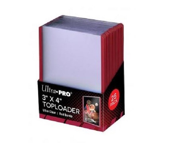 (25-Pack) Ultra Pro Red Border Toploaders 3×4 Topload Trading/Art Card Holders