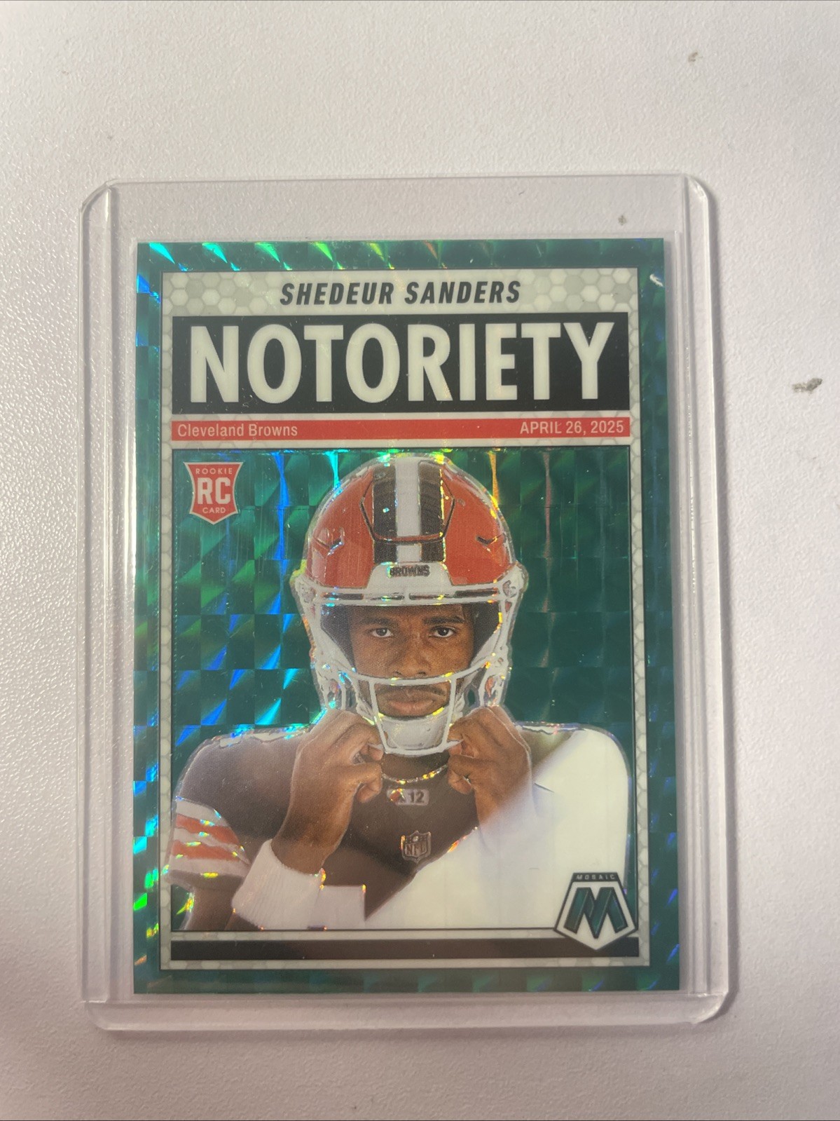 2025 Panini Mosaic – Notoriety Shedeur Sanders #13 Green Mosaic Prizm (RC)