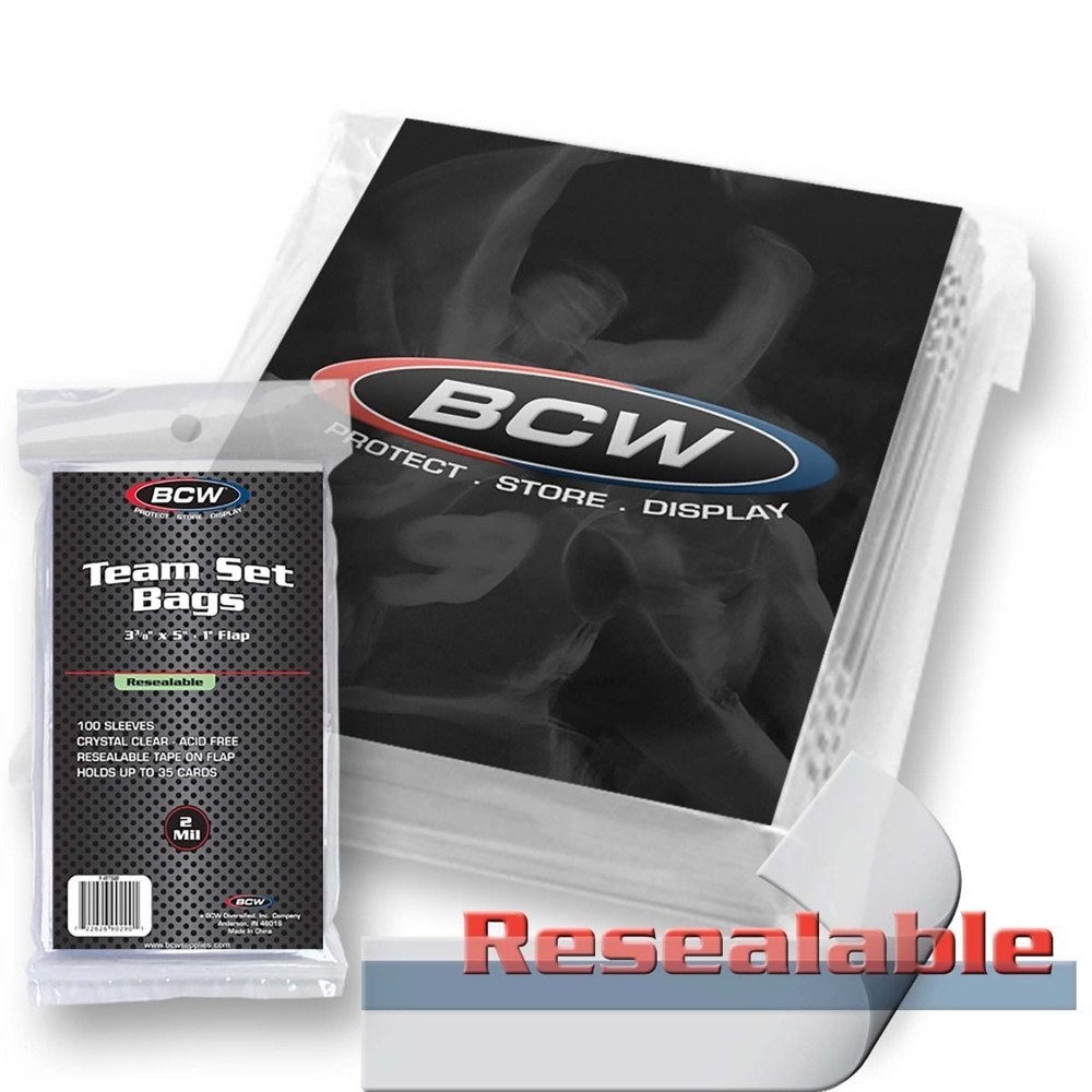Case / 10000 BCW Resealable Baseball Trading 35 Card Team Set Poly Bags Archival