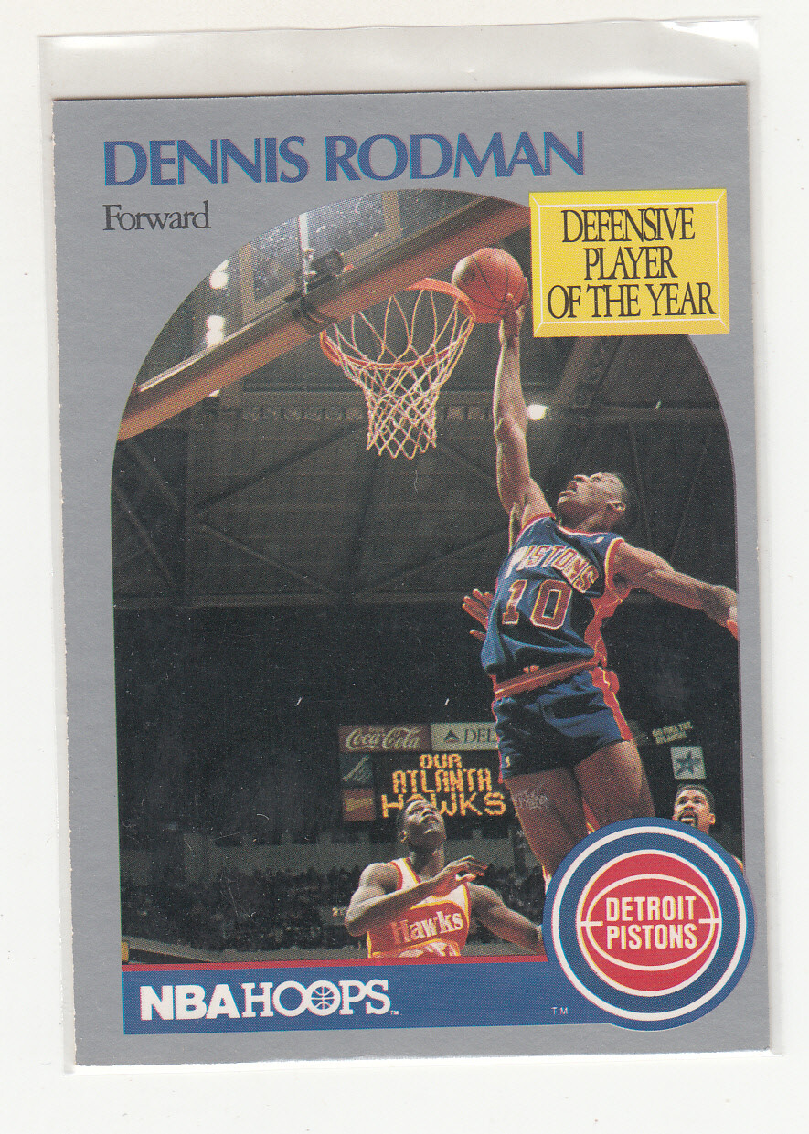DENNIS RODMAN 1990-91 NBA Hoops DPOY #109 Detroit Pistons Chicago Bulls Mint