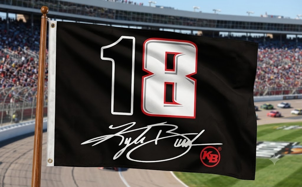 Kyle Busch #18 Team Logo Nascar Car Racing 2×3,3×5 FT Team Flag Banner Fast Ship