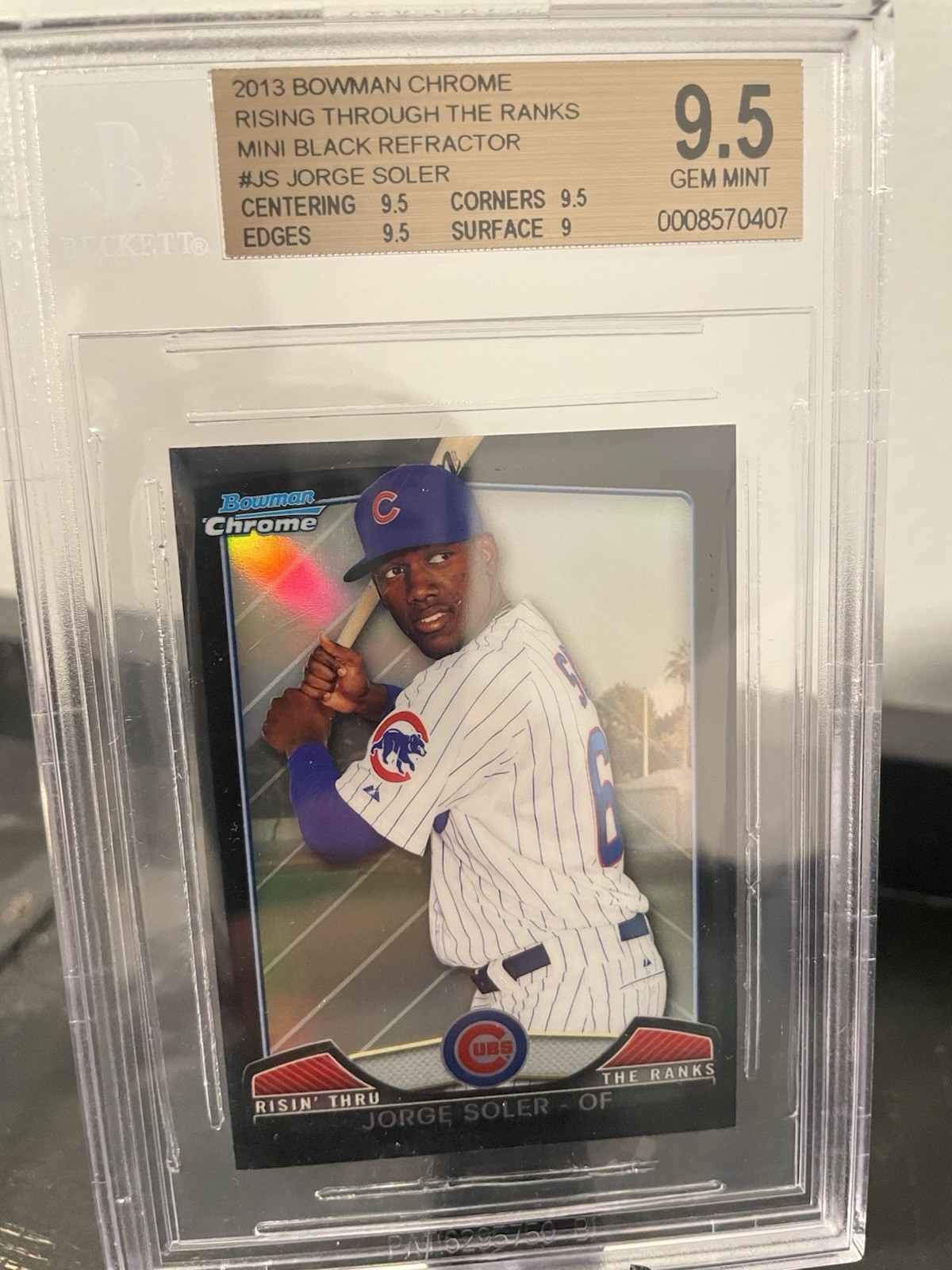 2013 Bowman Chrome 3/10 Jorge Soler Mini Black Refractor Rare RC Beckett 9.5