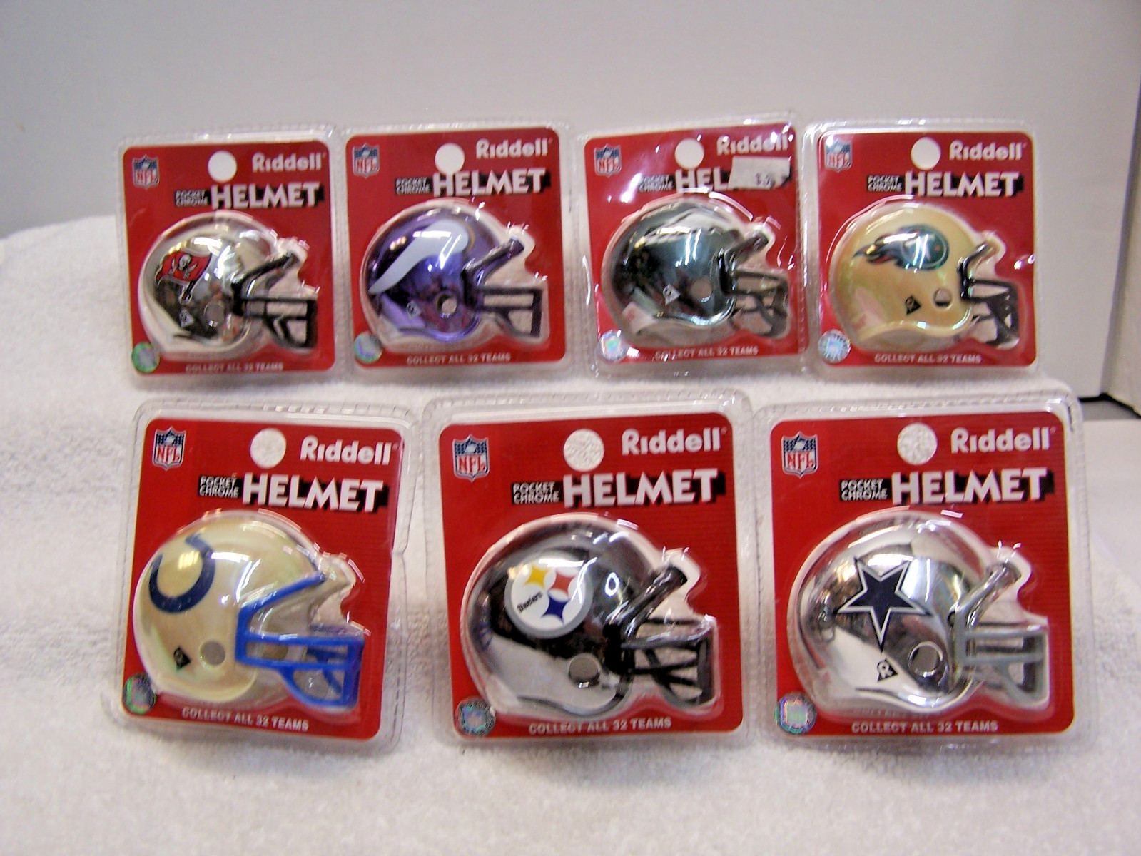 Lot Of 7 NEW in Package Different Riddell NFL Pocket Pro Football Helmets