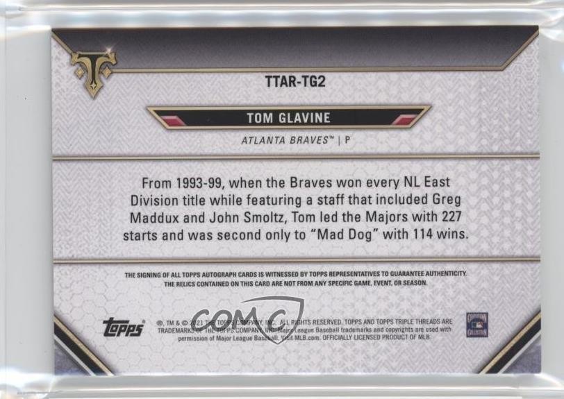 2021 Topps Triple Threads Relics Amber 18/18 Tom Glavine #TTAR-TG2 Auto HOF 0dj8